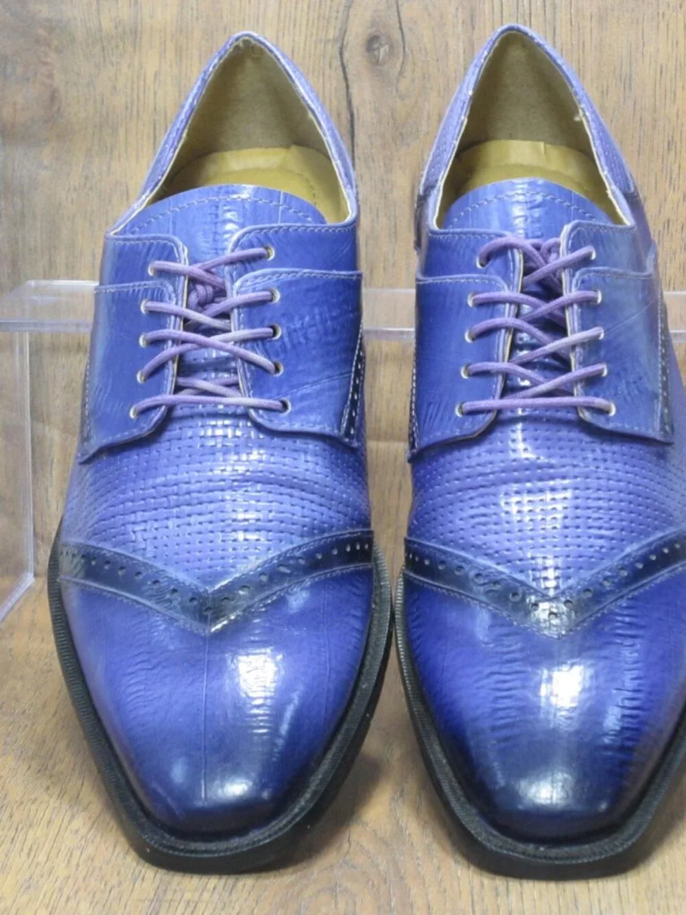 Liberty Zeno Men's Shoes Kazma Leather Purple Lace-up Oxford Dress Shoe Size 8.5
